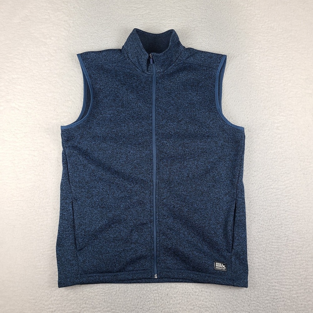 Eddie Bauer Sweater Vest Mens Large Blue Pocket Full Zip Fleece